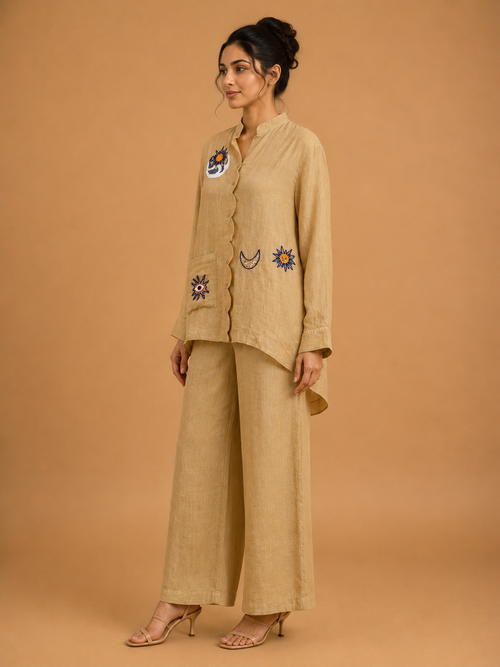 Beige Celestial Embroidered Shirt