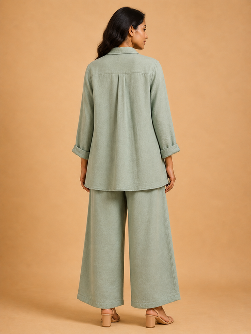 Sage Green Floral Lapel Co-Ord Set