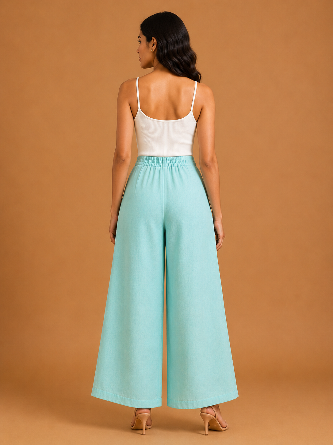 Turquoise Blue Relaxed Fit Linen Trouser