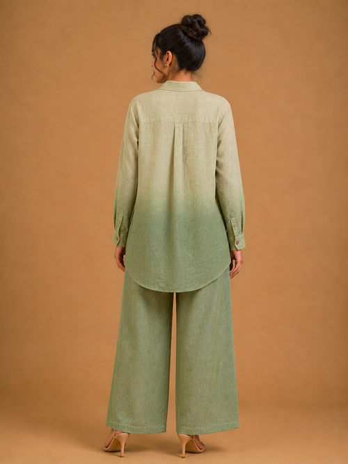Sage Green Mushroom Embroidered Shirt