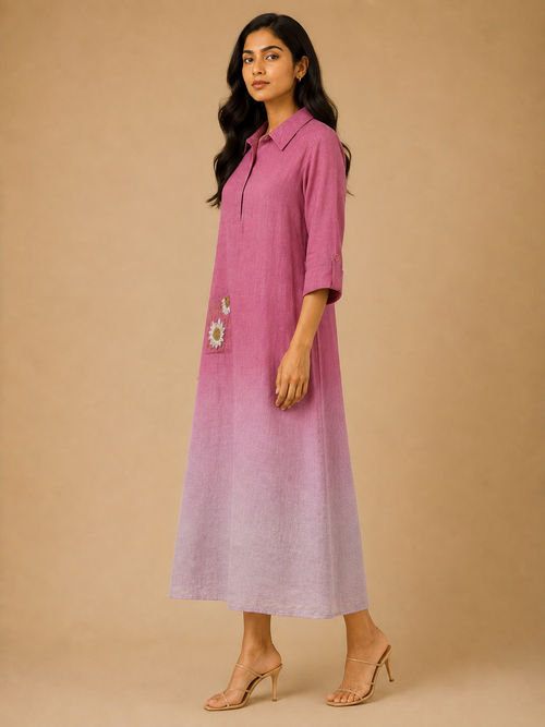 Mauve Ombré Embroidered Dress