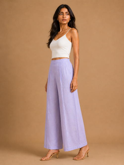 Lilac Relaxed Fit Linen Trouser