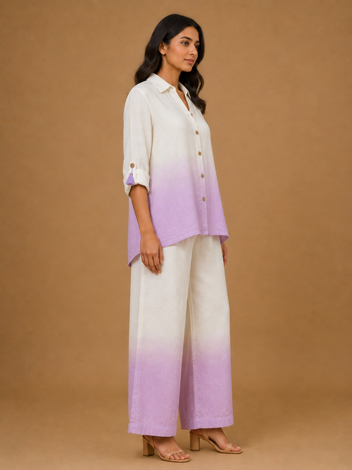White & Purple Ombré Tassel Co-Ord Set