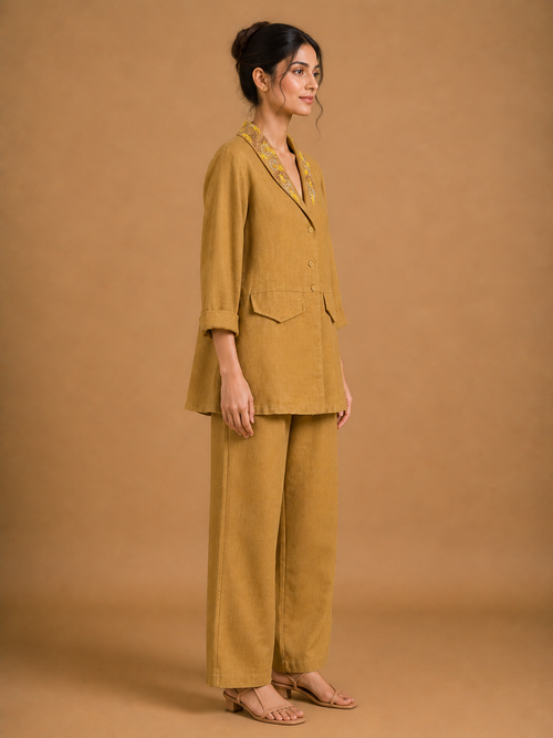 Mustard French Knot Collar Co-Ord Set