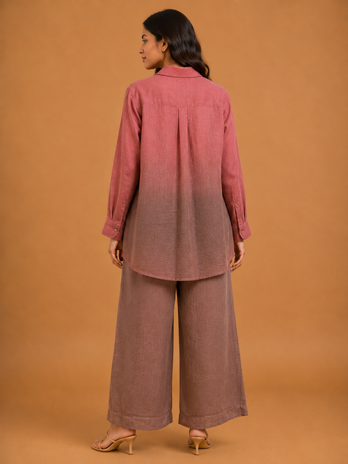 Mauve & Brown Ombré Giraffe Embroidered Shirt