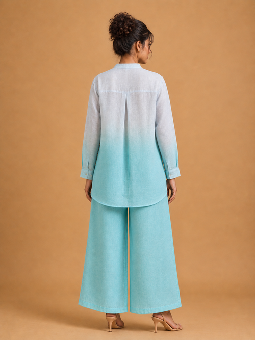 Turquoise Ombré Embroidered Shirt