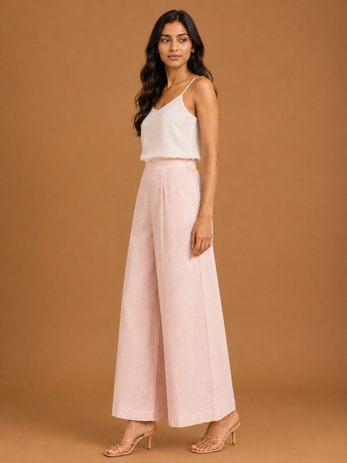Pink Relaxed Fit Linen Trouser
