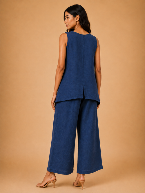 Blue Wildflower Embroidered Co-Ord Set
