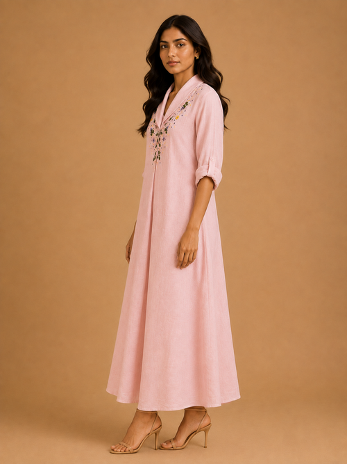 Blush Blossom Embroidered Dress