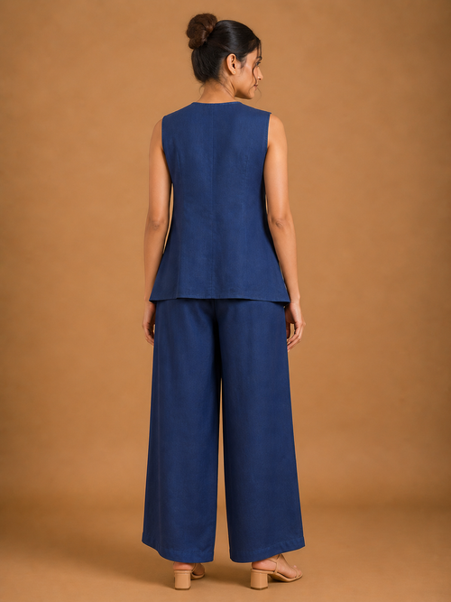 Navy Blue Wavy French Knot Co-Ord Set
