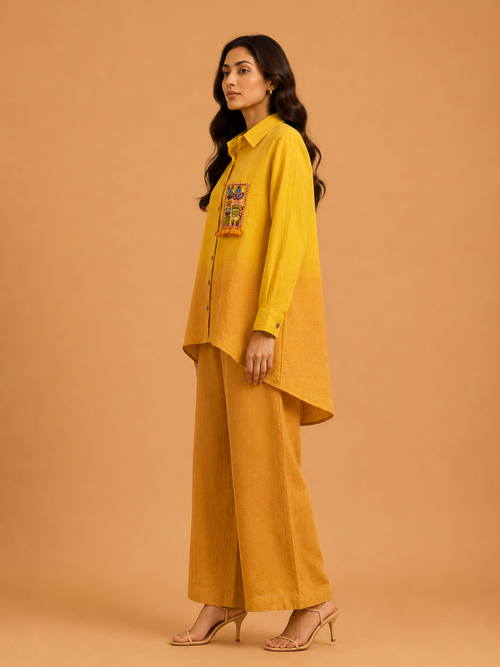 Yellow Ombré Embroidered Shirt