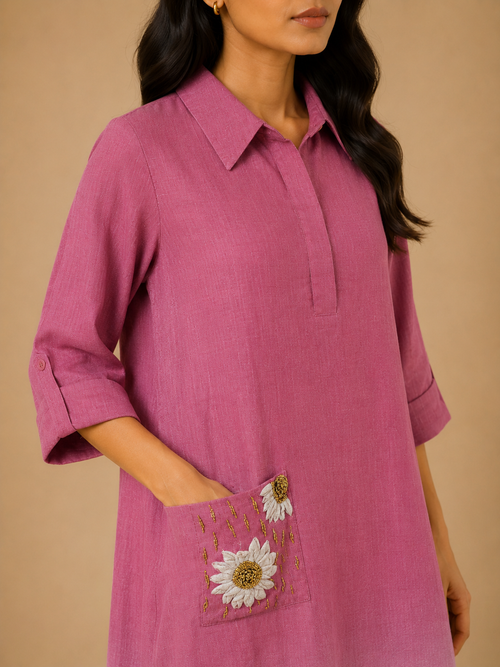 Mauve Ombré Embroidered Dress