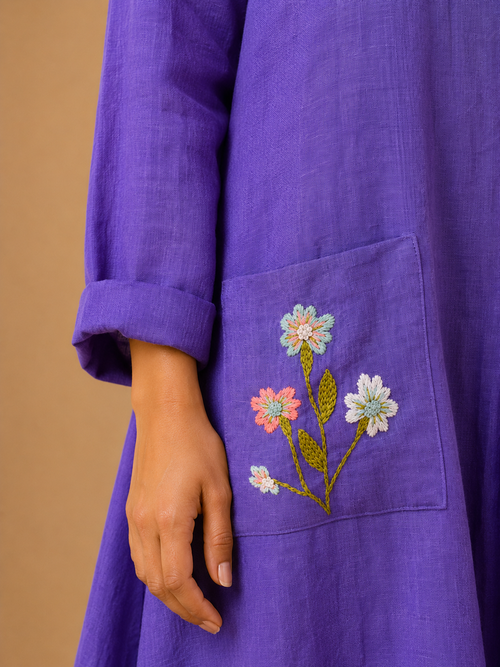 Purple & Blue Ombre Embroidered Dress