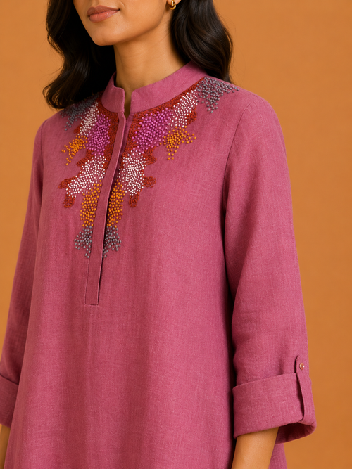 Mauve Gradient Embroidered Dress