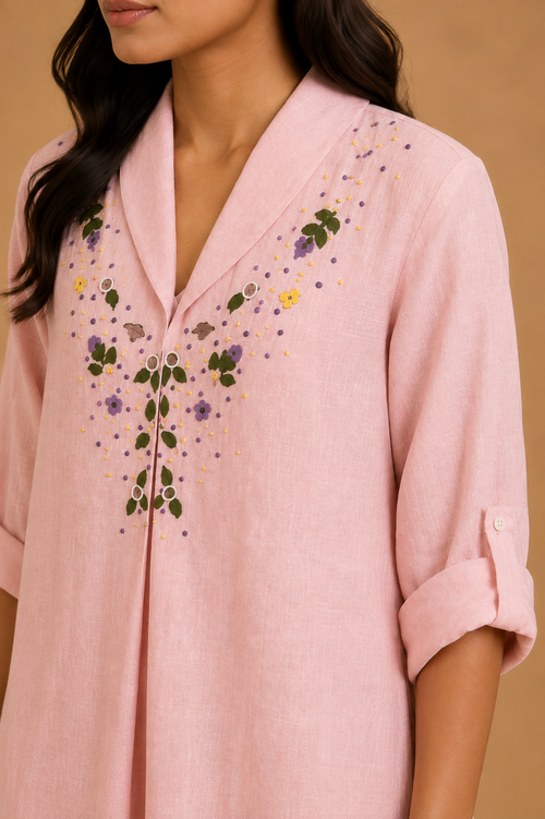 Blush Blossom Embroidered Dress