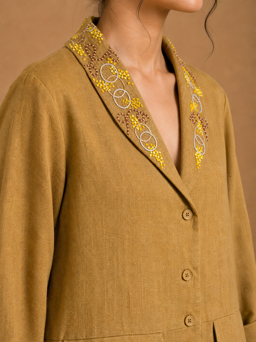 Mustard French Knot Collar Co-Ord Set