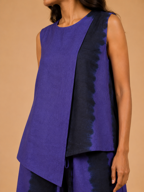 Purple & Black Tie-Dye Asymmetric Co-Ord Set