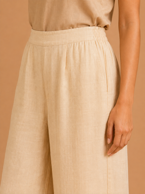 Cream Relaxed Fit Linen Trouser
