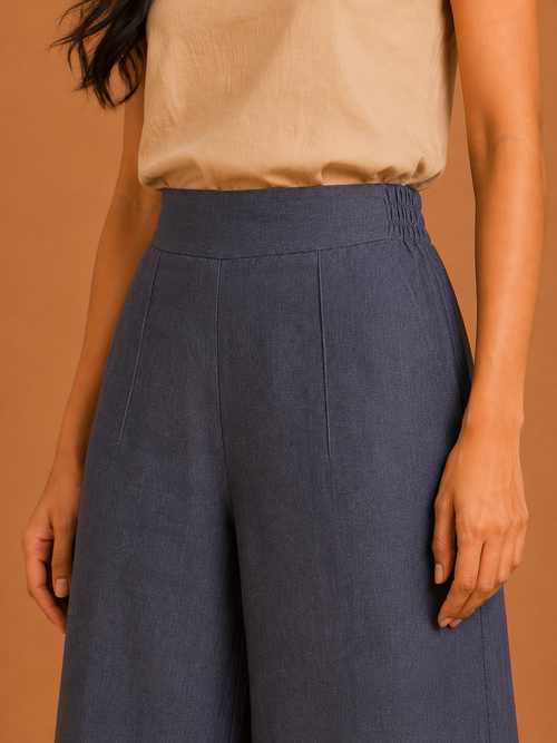 Grey Relaxed Fit Linen Trouser