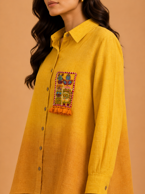 Yellow Ombré Embroidered Shirt