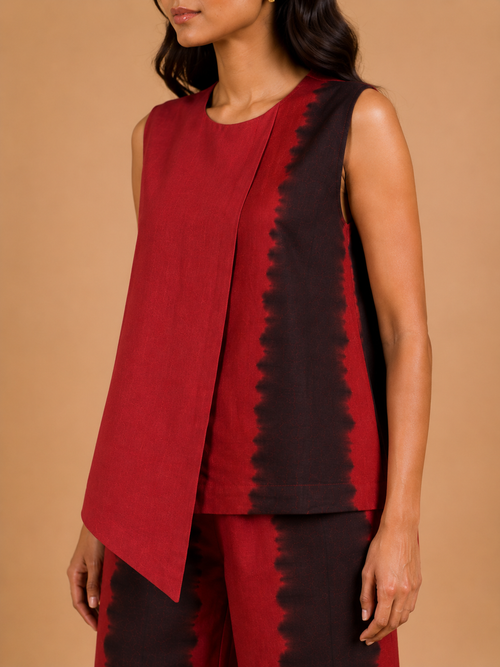Red & Black Tie-Dye Asymmetric Co-Ord Set