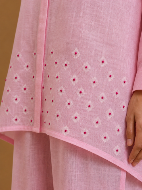 Pink French Knot Floral Print Shirt