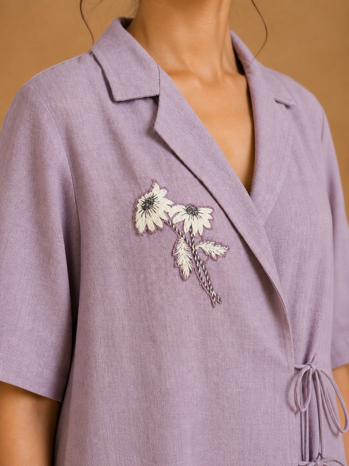 Mauve Daisy Embroidered Co-Ord Set