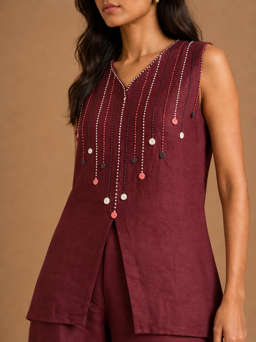 Maroon French Knot Co-Ord Set