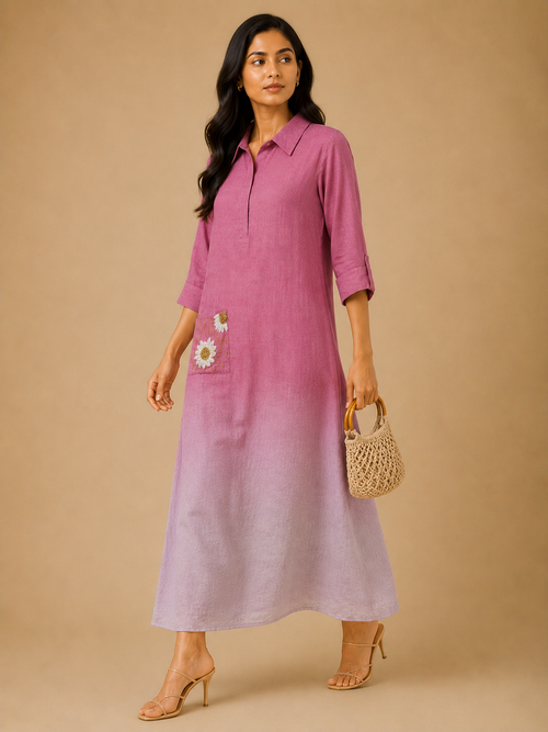 Mauve Ombré Embroidered Dress