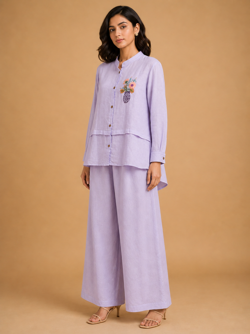 Lavender Floral Embroidered Co-Ord Set