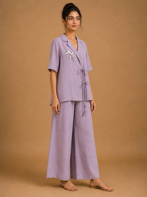 Mauve Daisy Embroidered Co-Ord Set