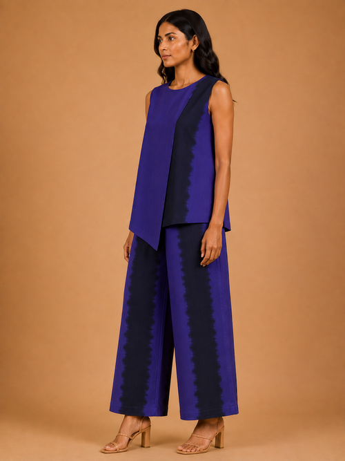 Purple & Black Tie-Dye Asymmetric Co-Ord Set
