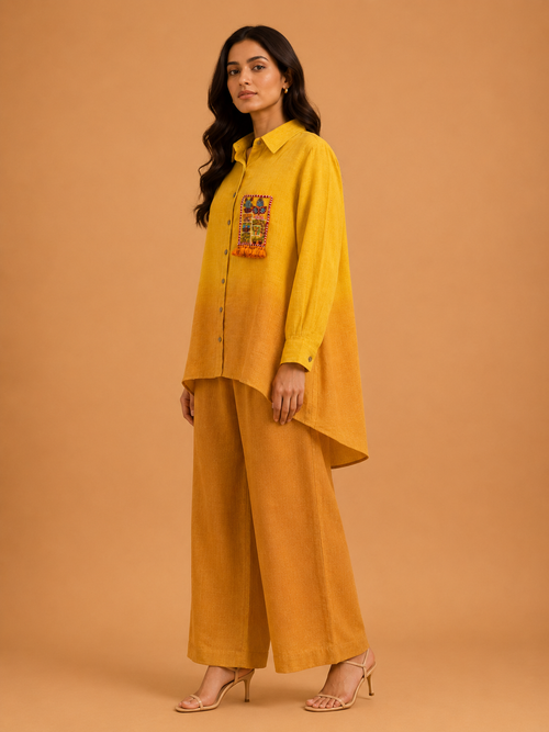 Yellow Ombré Embroidered Shirt