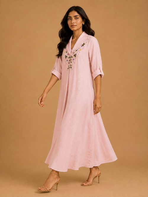 Blush Blossom Embroidered Dress