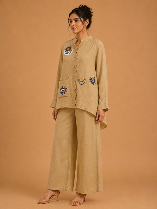 Beige Celestial Embroidered Shirt