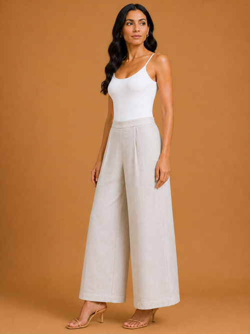 Light Grey Relaxed Fit Linen Trouser