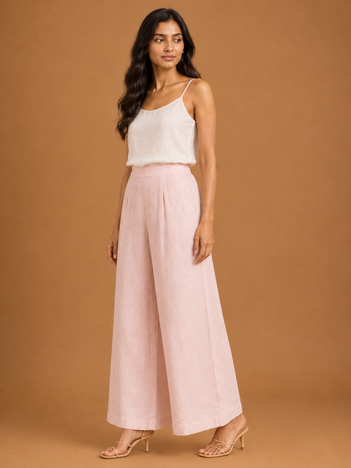 Pink Relaxed Fit Linen Trouser