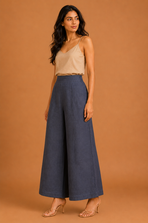 Grey Relaxed Fit Linen Trouser