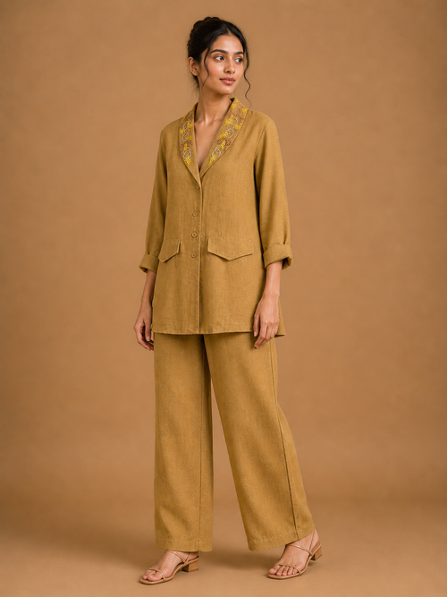 Mustard French Knot Collar Co-Ord Set