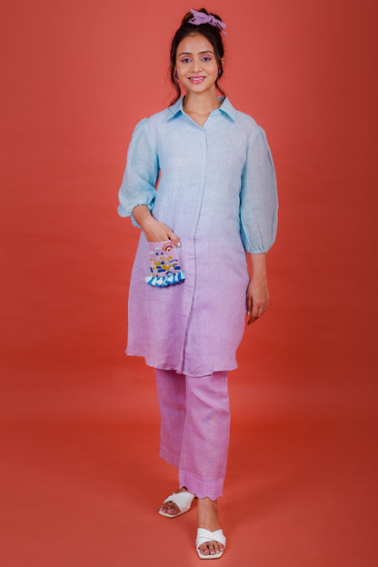 Seashore Blue to Lilac Kurta Pant