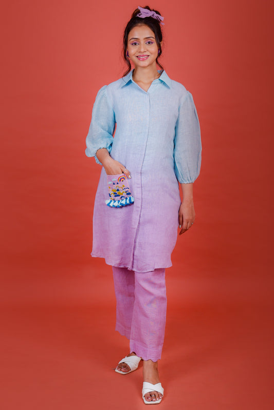 Seashore Blue to Lilac Kurta Pant