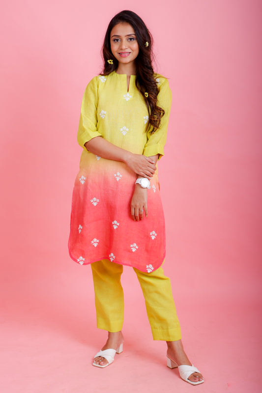 Bonfire Lemon to Rust Kurta Pant