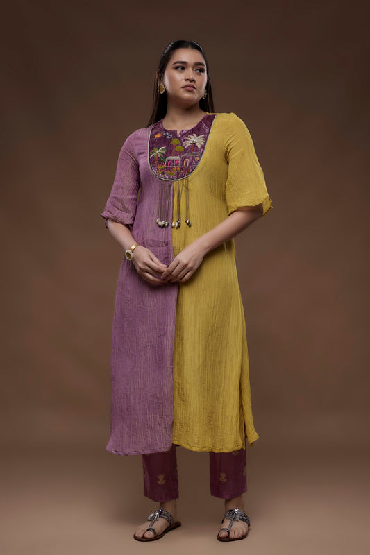 Dual-Tone Kurta Pant